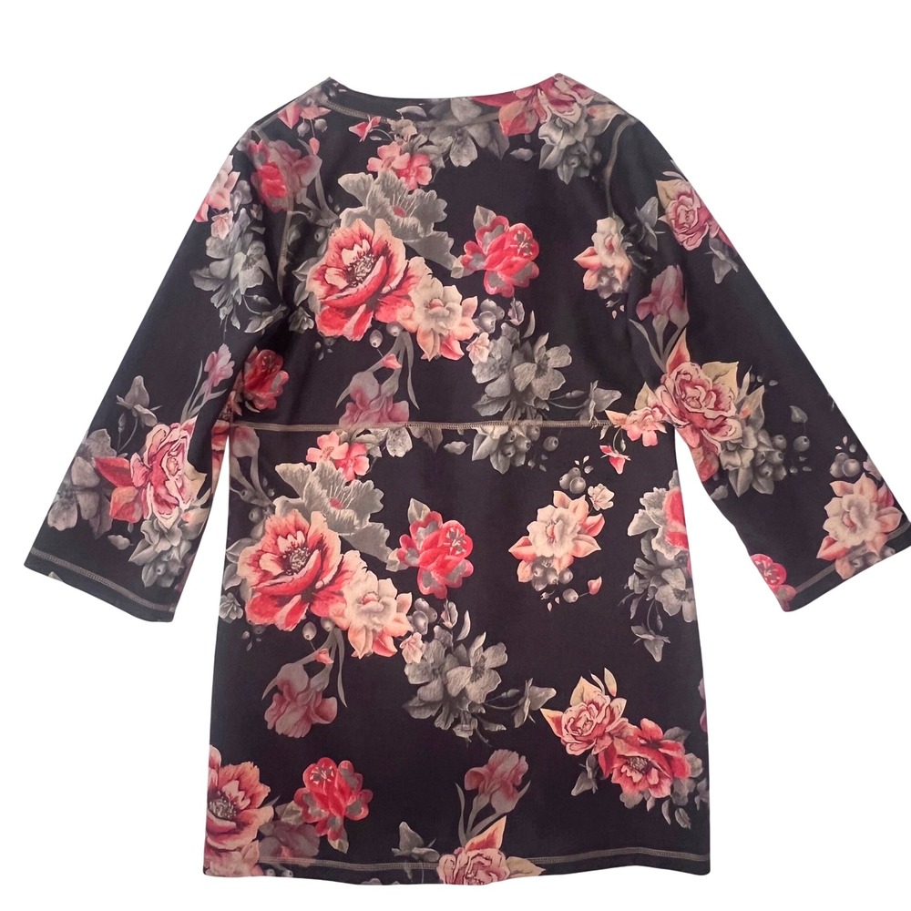 Anthropology Solitaire Brown Floral Long Cardigan Kimono with Pockets‎ Sz Large - Picture 2 of 8